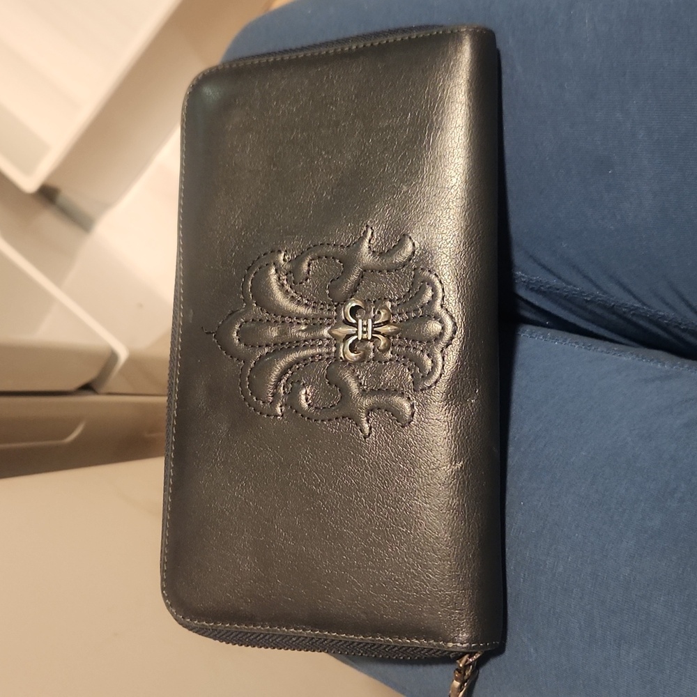 Designer like long wrap around zipper wallet